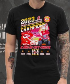 K.C. Wolf driving car 2023 AFC Champions Kansas City Chiefs back 2 back shirt