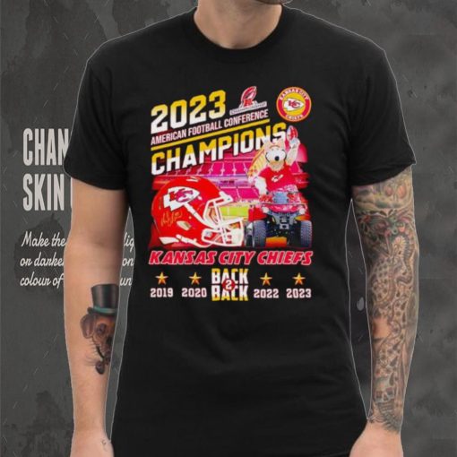 K.C. Wolf driving car 2023 AFC Champions Kansas City Chiefs back 2 back shirt