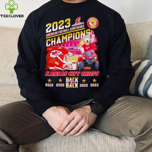 K.C. Wolf driving car 2023 AFC Champions Kansas City Chiefs back 2 back shirt