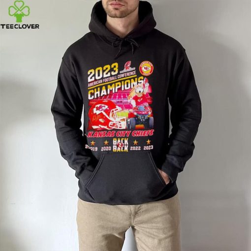 K.C. Wolf driving car 2023 AFC Champions Kansas City Chiefs back 2 back shirt