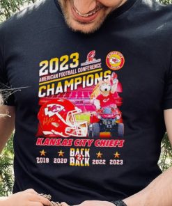 K.C. Wolf driving car 2023 AFC Champions Kansas City Chiefs back 2 back shirt