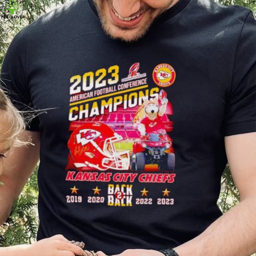 K.C. Wolf driving car 2023 AFC Champions Kansas City Chiefs back 2 back shirt