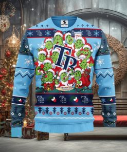 MLB Tampa Bay Rays Cute 12 Grinch Face Xmas Day Ugly Christmas Sweater Sport Fans Men And Women Christmas Gift