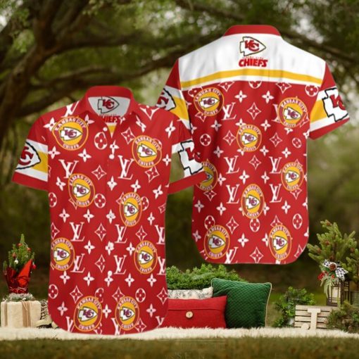 KC Chiefs Hawaiian Shirt LV Pattern Kansas City Chiefs Gift