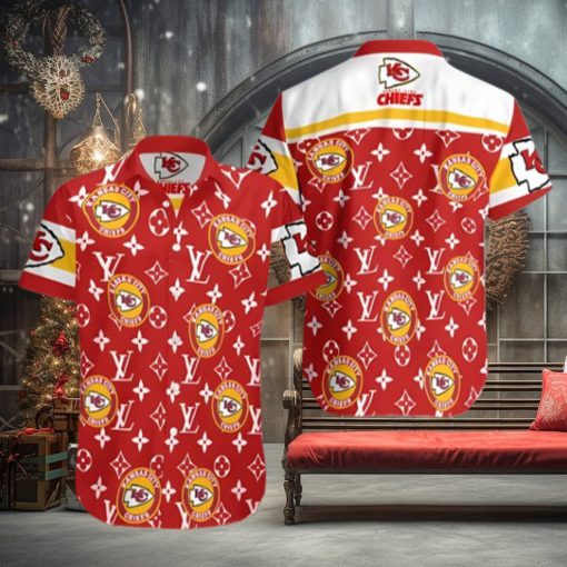 KC Chiefs Hawaiian Shirt LV Pattern Kansas City Chiefs Gift