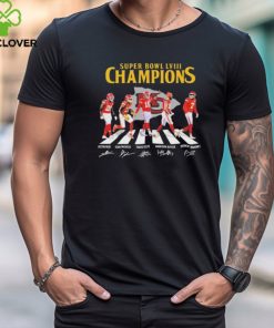 KC Chiefs Super Bowl LVIII Champions Reid Pacheco Kelce Butker and Mahomes abbey road signatures shirt