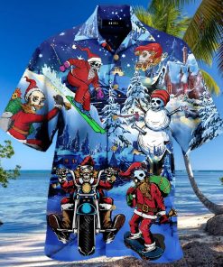 Buy Merry Chrismas With Skull Unisex Hawaiian Shirt