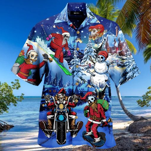 Buy Merry Chrismas With Skull Unisex Hawaiian Shirt