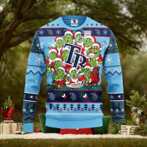 MLB Tampa Bay Rays Cute 12 Grinch Face Xmas Day Ugly Christmas Sweater Sport Fans Men And Women Christmas Gift