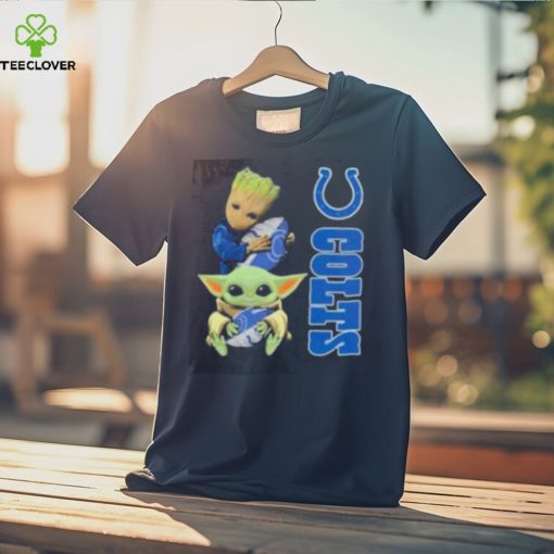 Baby Yoda And Groot Hug Indianapolis Colts Shirt