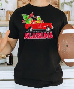 Happy Merry Christmas The Grinch drive a car Alabama Crimson Tide football logo flag gift shirt