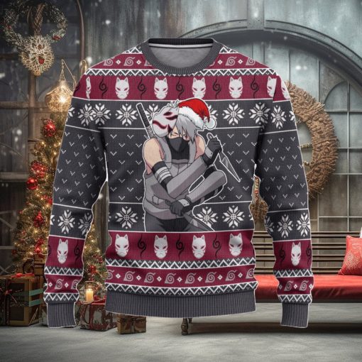 Kakashi Anbu Ugly Christmas Sweater, Naruto Anime Xmas Gift, Custom Ugly Christmas Sweater