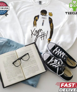Kam Jones Marquette Golden Eagles behind signature shirt