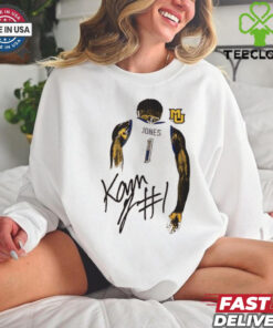 Kam Jones Marquette Golden Eagles behind signature shirt