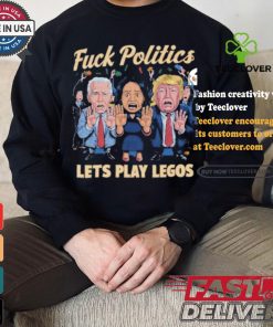 Kamala Harris Joe Biden And Donald Trump Fck Politics Lets Play Legos Maga America Politics Polo Athletic T shirt
