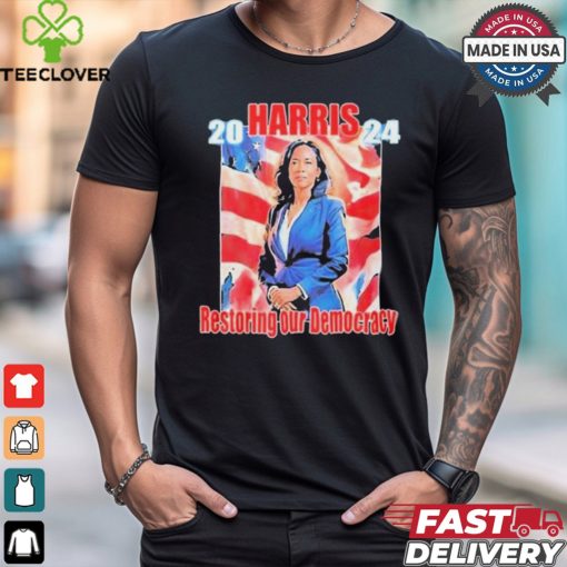 Kamala Harris Restoring Our Democracy Art 2024 t shirt