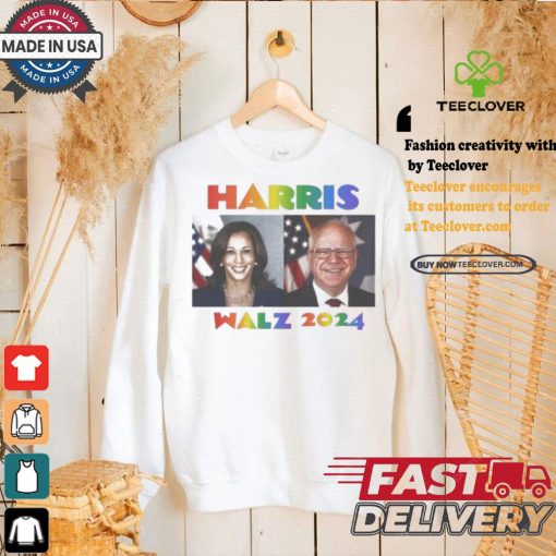 Kamala Harris Walz 2024 Rainbow Gaay Pride America President T shirt
