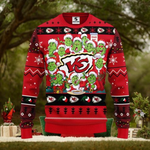 Kansas City Chiefs 12 Grinch Xmas Day Christmas Ugly Sweater