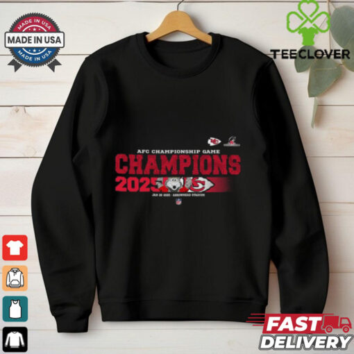 Kansas City Chiefs 2024 2025 AFC Championship Champions Logo With KC Wolf Mascot Unisex T Shirt