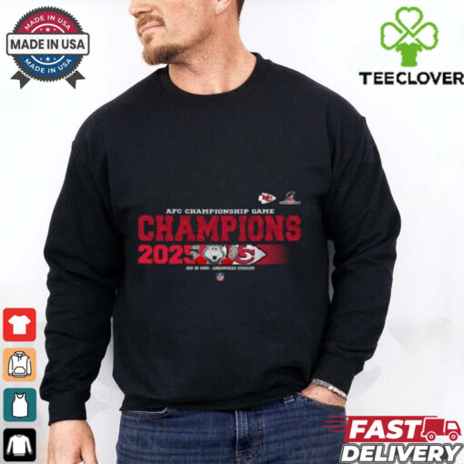 Kansas City Chiefs 2024 2025 AFC Championship Champions Logo With KC Wolf Mascot Unisex T Shirt