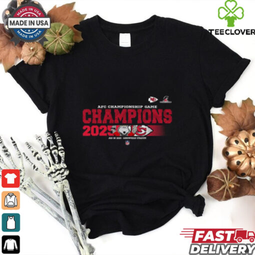Kansas City Chiefs 2024 2025 AFC Championship Champions Logo With KC Wolf Mascot Unisex T Shirt