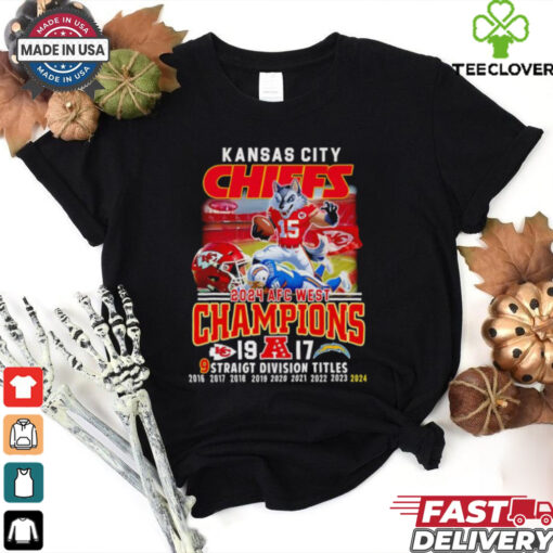 Kansas City Chiefs 2024 AFC West Champions 9 Straight Division titles mascot shirt