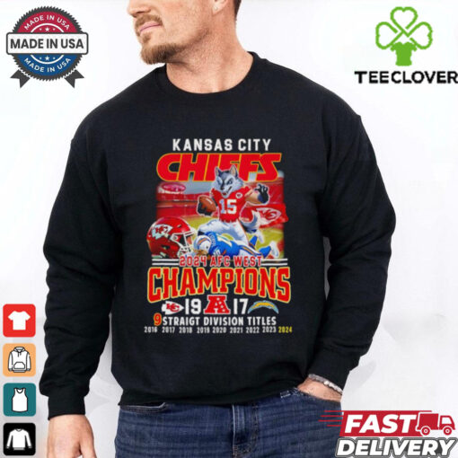 Kansas City Chiefs 2024 AFC West Champions 9 Straight Division titles mascot shirt