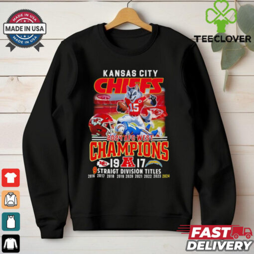 Kansas City Chiefs 2024 AFC West Champions 9 Straight Division titles mascot shirt