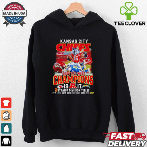 Kansas City Chiefs 2024 AFC West Champions 9 Straight Division titles mascot shirt
