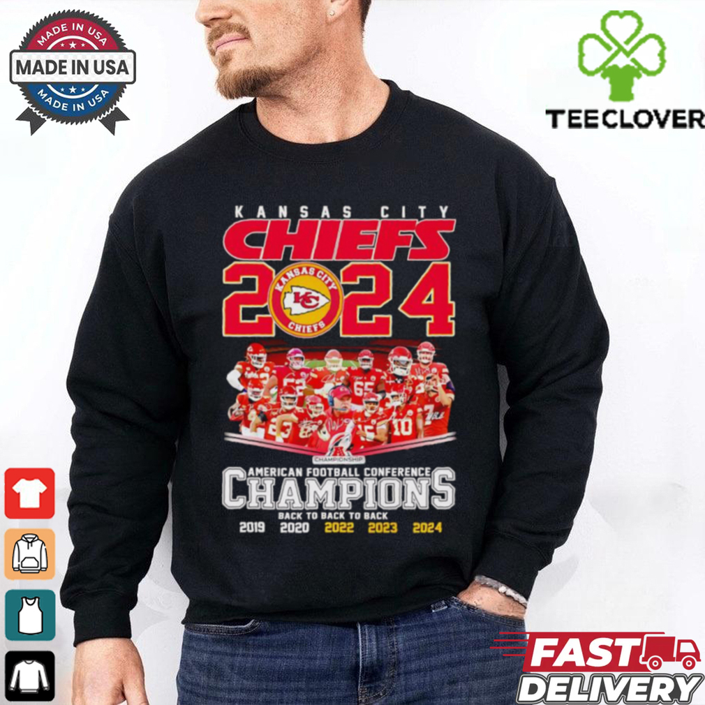 Kansas City Chiefs 2024 American Football Conference Champions signatures shirt Kansas City Chiefs 2024 American Football Conference Champions signatures shirt