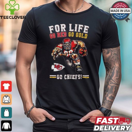 Kansas City Chiefs 2024 For Life Go Red Go Gold Go Chiefs Mascot Shirt