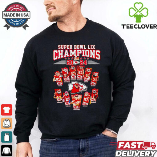 Kansas City Chiefs 2024 Super Bowl LIX Champions celebration signature shirt