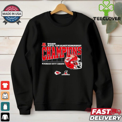 Kansas City Chiefs 2025 AFC Championship Conference Champions helmet shirt