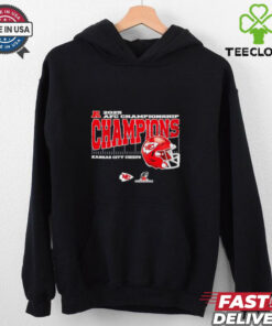 Kansas City Chiefs 2025 AFC Championship Conference Champions helmet shirt