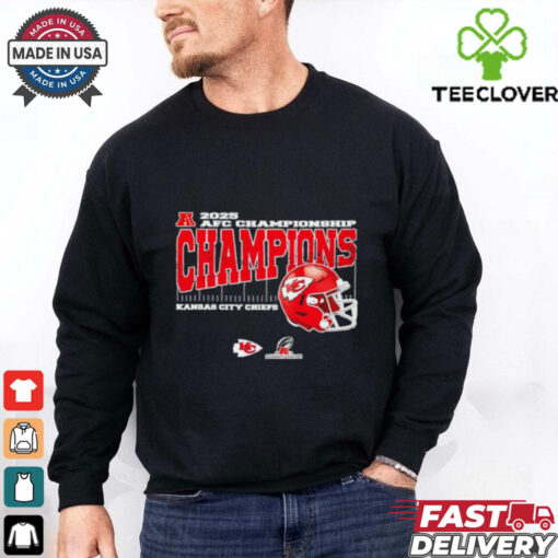 Kansas City Chiefs 2025 AFC Championship Conference Champions helmet shirt