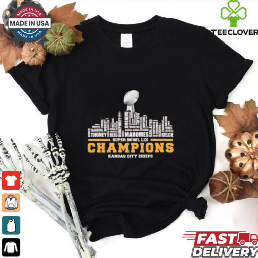 Kansas City Chiefs 2025 Super Bowl LIX champions team players city skyline shirt