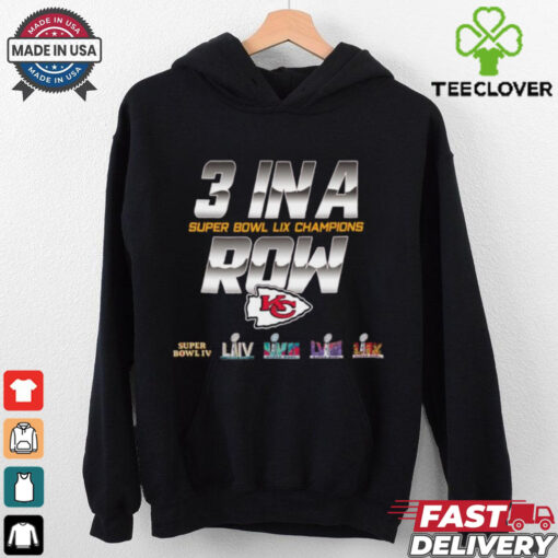 Kansas City Chiefs 3 In A Row Super Bowl LIX Champions Shirt