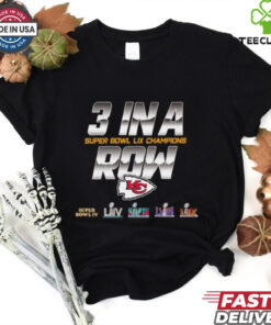 Kansas City Chiefs 3 In A Row Super Bowl LIX Champions Shirt