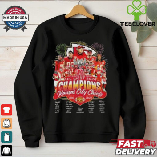 Kansas City Chiefs 9 Years In A Row AFC West 2016 2024 Champions All Players Signatures shirt