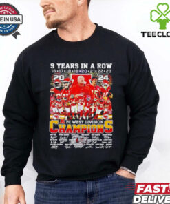 Kansas City Chiefs 9 years in a row AFC West Division Champions 2024 signatures shirt