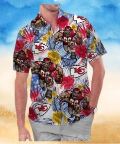 Kansas City Chiefs America Flag Tropical Floral Aloha Hawaiian Shirt