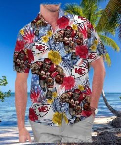 Kansas City Chiefs America Flag Tropical Floral Aloha Hawaiian Shirt