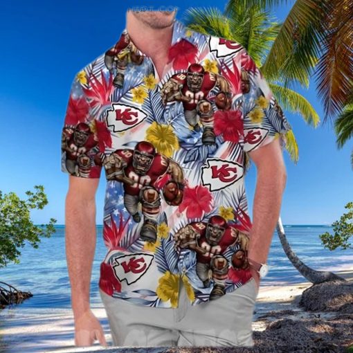 Kansas City Chiefs America Flag Tropical Floral Aloha Hawaiian Shirt