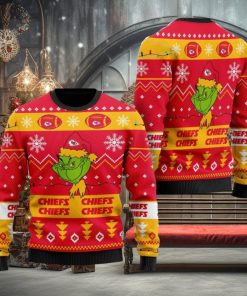 Kansas City Chiefs American NFL Football Team Logo Cute Grinch Ugly Christmas Sweater
