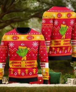 Kansas City Chiefs American NFL Football Team Logo Cute Grinch Ugly Christmas Sweater