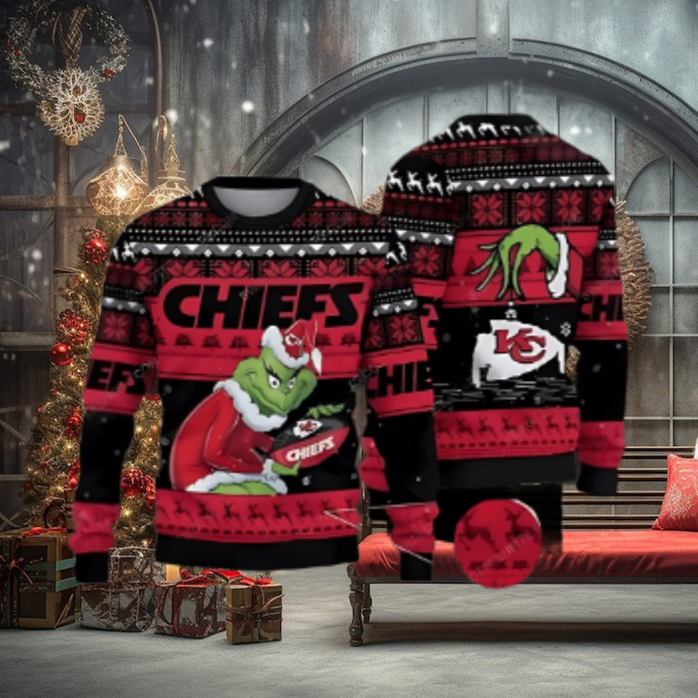 Kansas City Chiefs And Grinch Ugly Christmas Sweater Kansas City Chiefs And Grinch Ugly Christmas Sweater