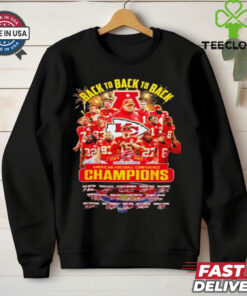 Kansas City Chiefs Back To Back To Back 2024 – 2025 AFC Champions signatures shirt