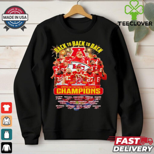 Kansas City Chiefs Back To Back To Back 2024 – 2025 AFC Champions signatures shirt