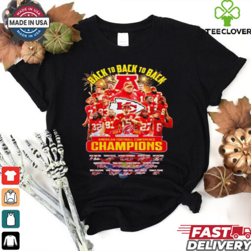 Kansas City Chiefs Back To Back To Back 2024 – 2025 AFC Champions signatures shirt