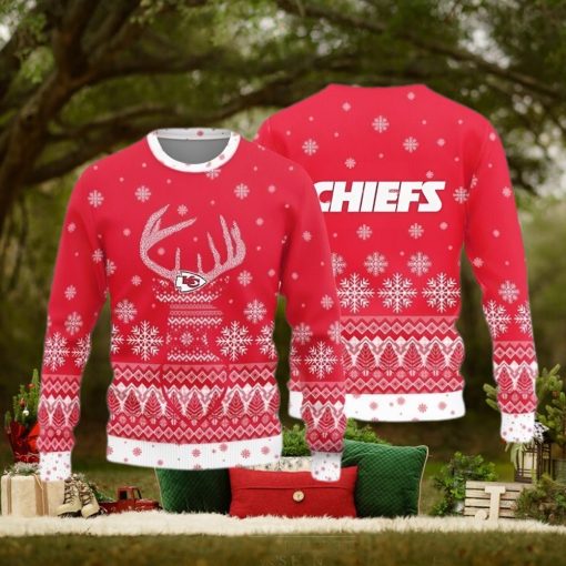Kansas City Chiefs Christmas Reindeer Ugly Christmas Sweater Mistletoe AOP Gift For Fans